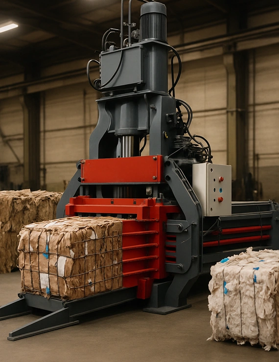 Manufacturing process of industrial balers and recycling machines